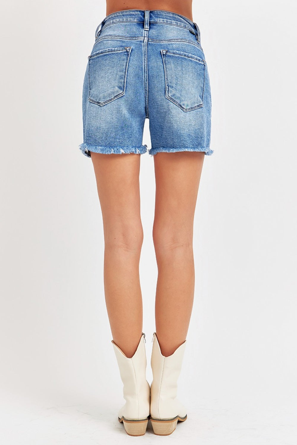 RISEN - High Rise Front Slit Denim Shorts - Inspired Eye Boutique