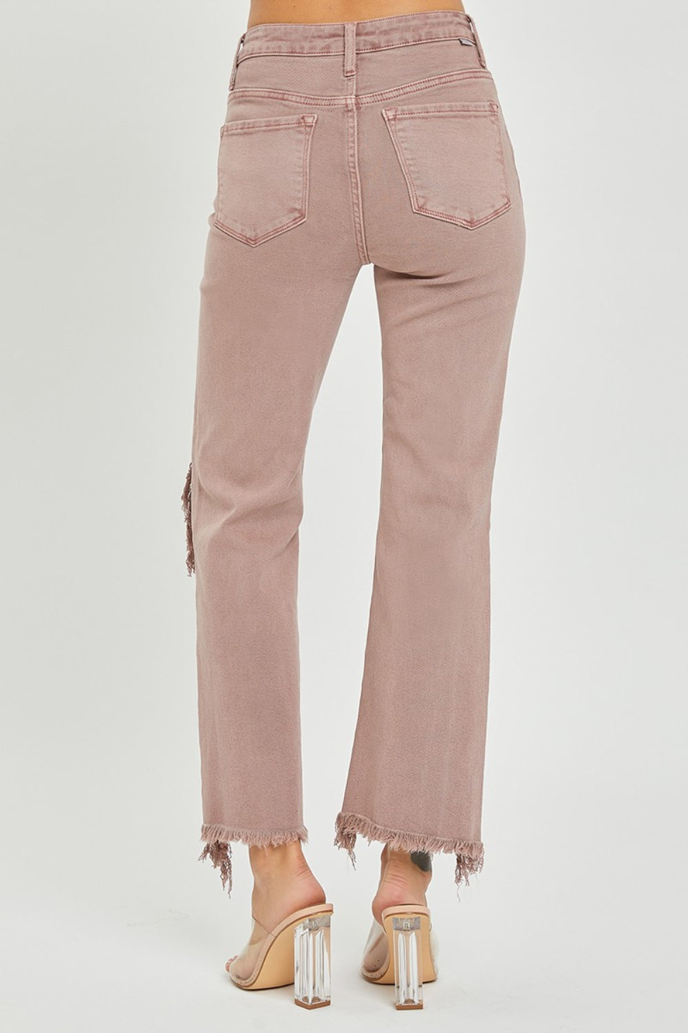 RISEN - High Rise Mauve Distressed Jeans - Inspired Eye Boutique