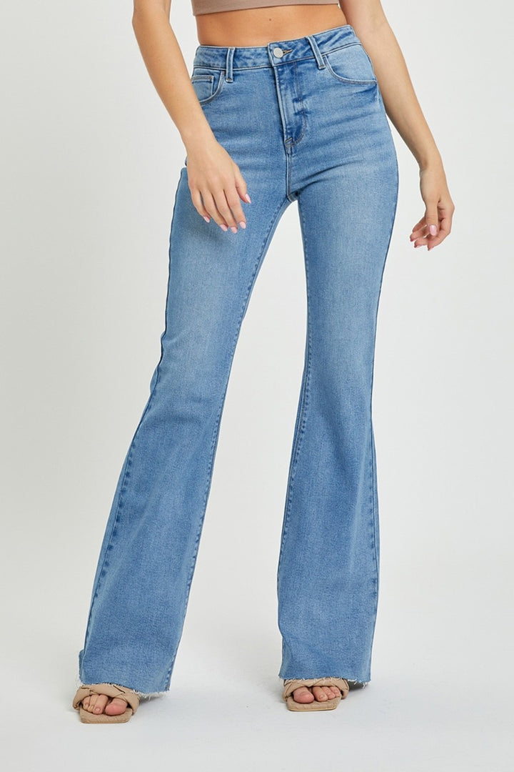 RISEN - High Rise Raw Hem Bootcut Jeans - Inspired Eye Boutique