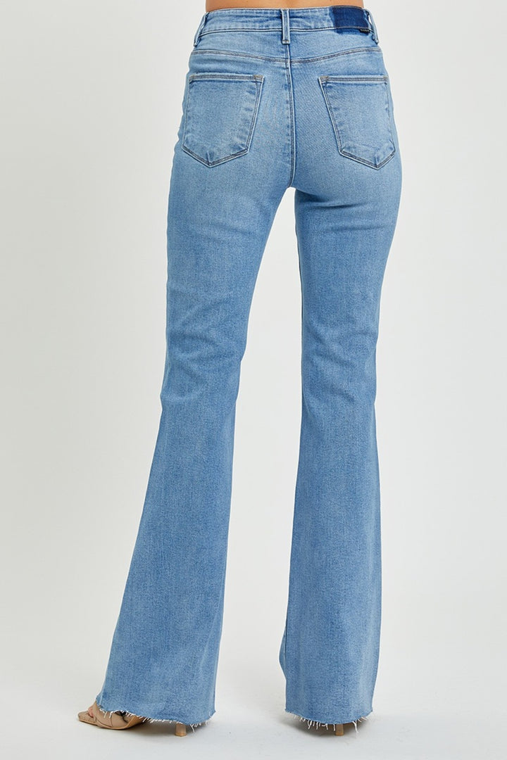 RISEN - High Rise Raw Hem Bootcut Jeans - Inspired Eye Boutique