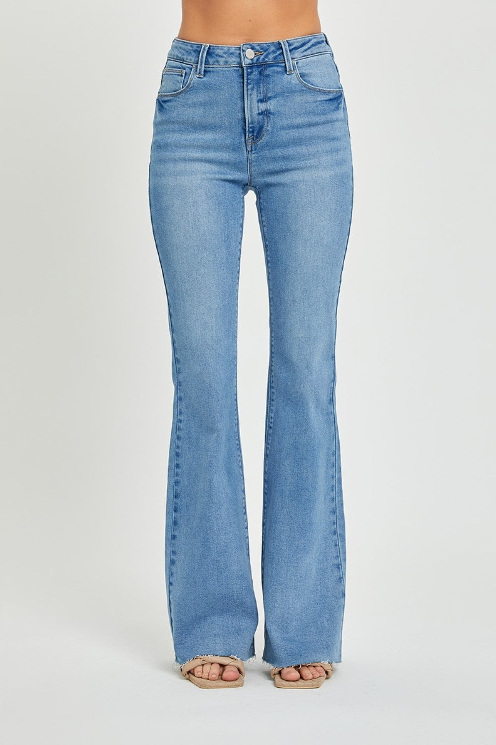 RISEN - High Rise Raw Hem Bootcut Jeans - Inspired Eye Boutique