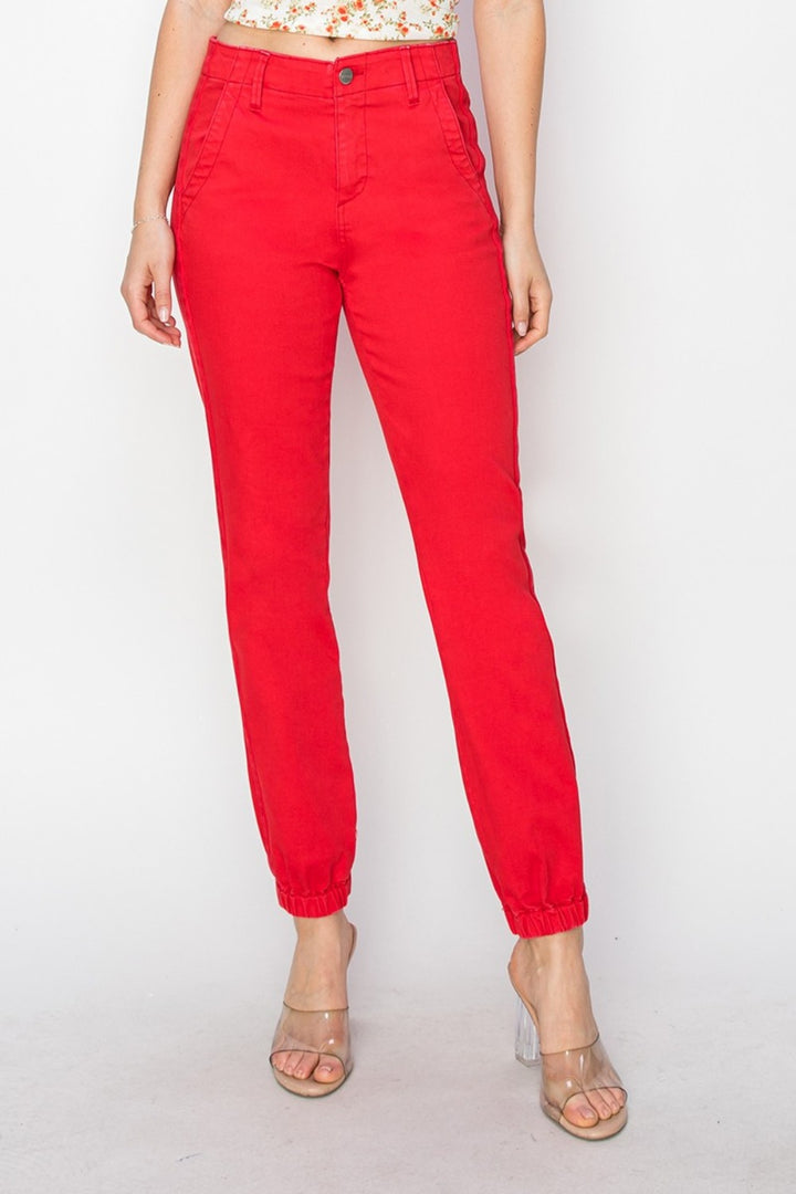 RISEN - High Rise Red Jogger Jeans - Inspired Eye Boutique