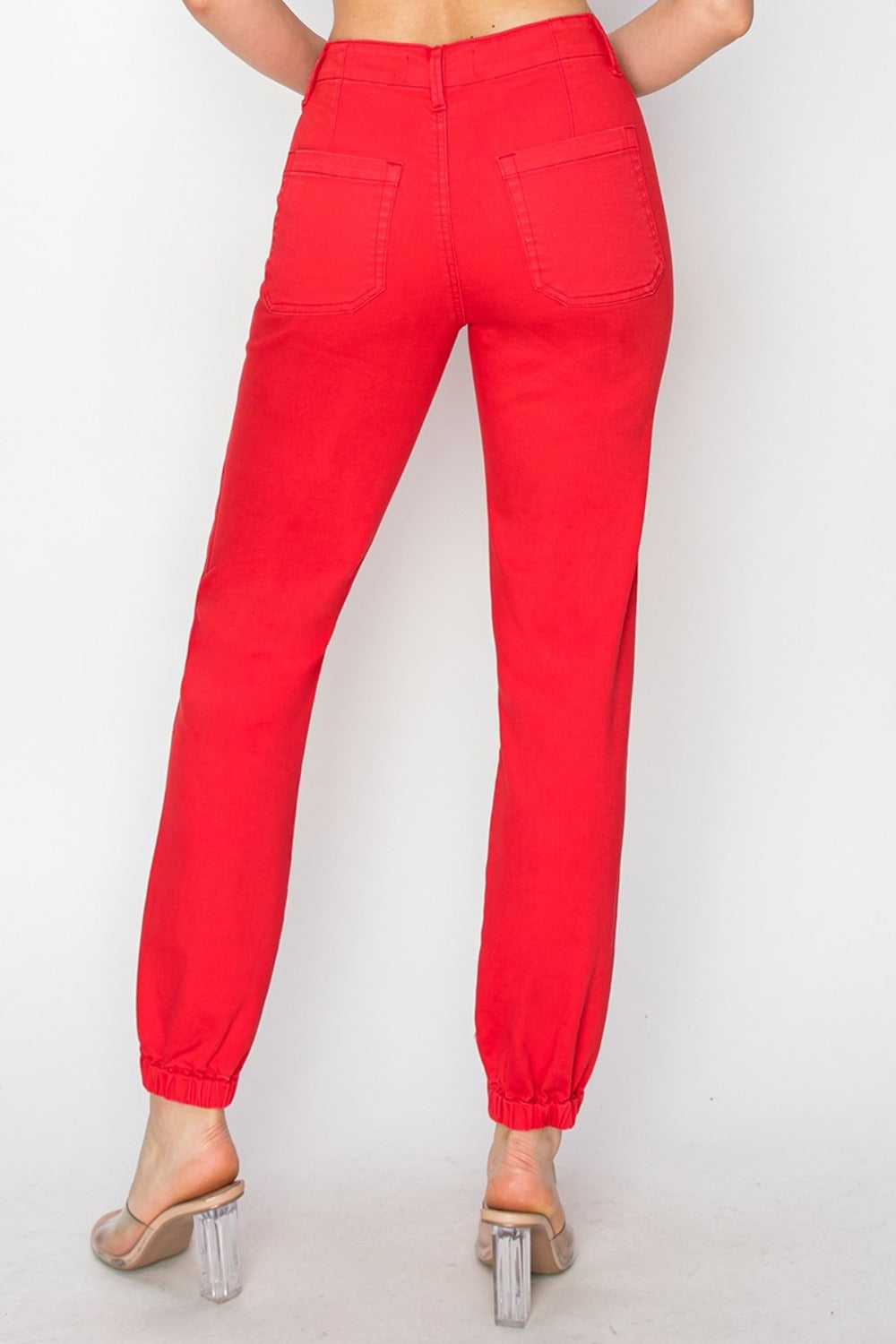 RISEN - High Rise Red Jogger Jeans - Inspired Eye Boutique