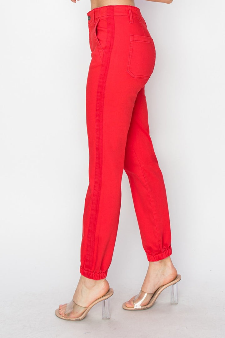 RISEN - High Rise Red Jogger Jeans - Inspired Eye Boutique