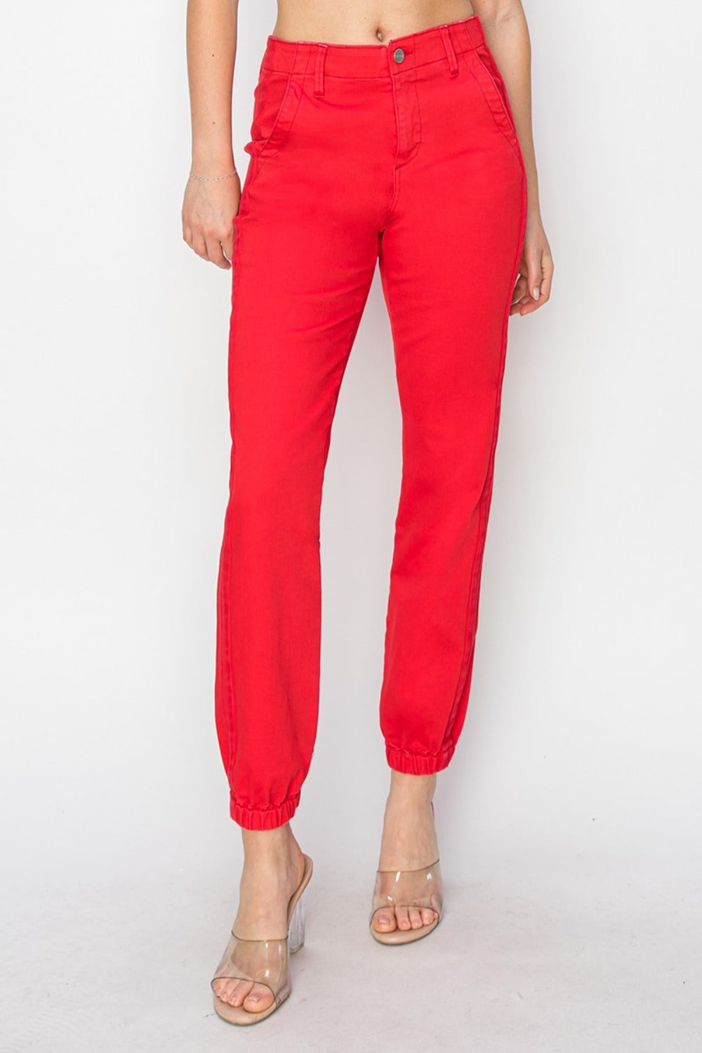 RISEN - High Rise Red Jogger Jeans - Inspired Eye Boutique