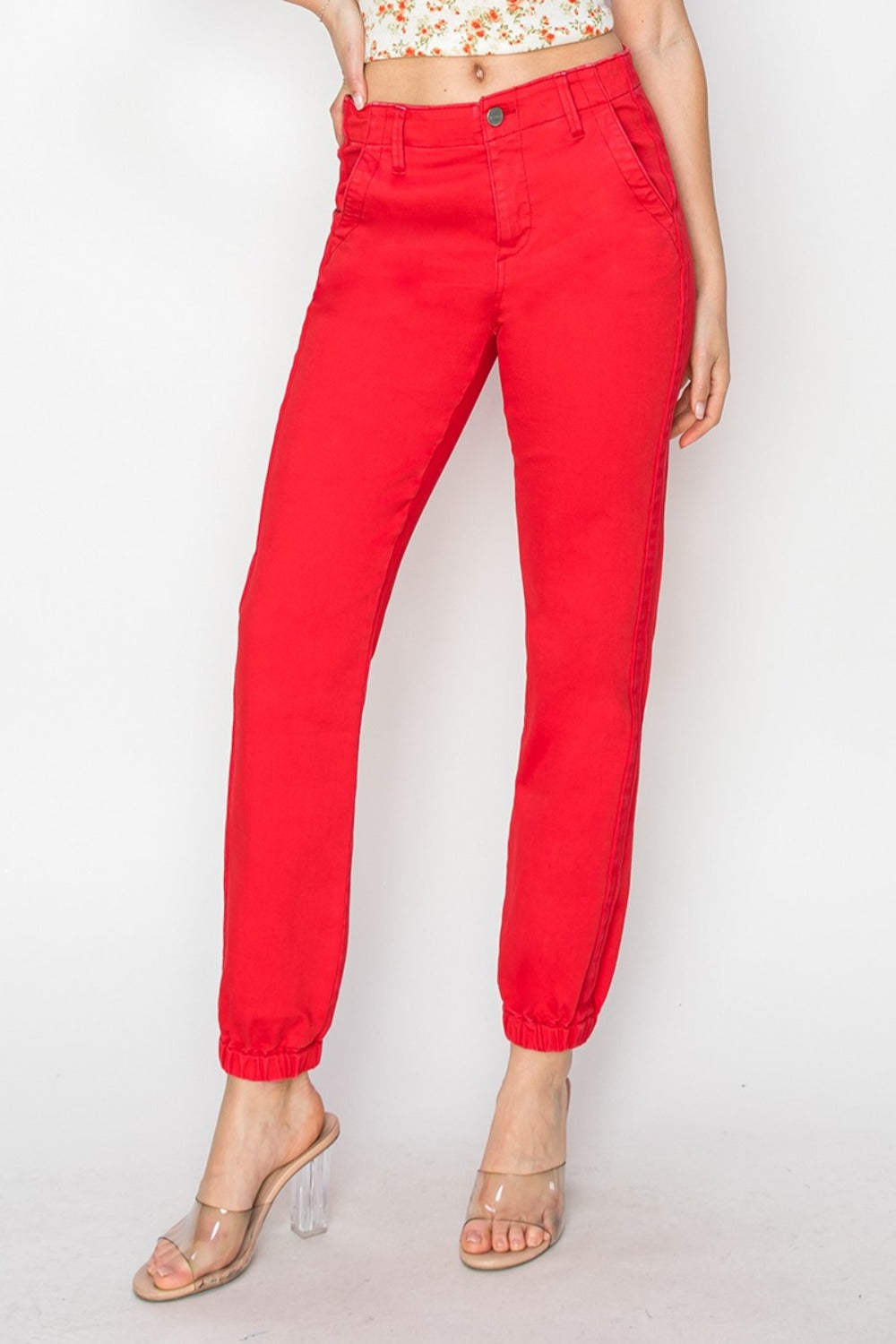 RISEN - High Rise Red Jogger Jeans - Inspired Eye Boutique