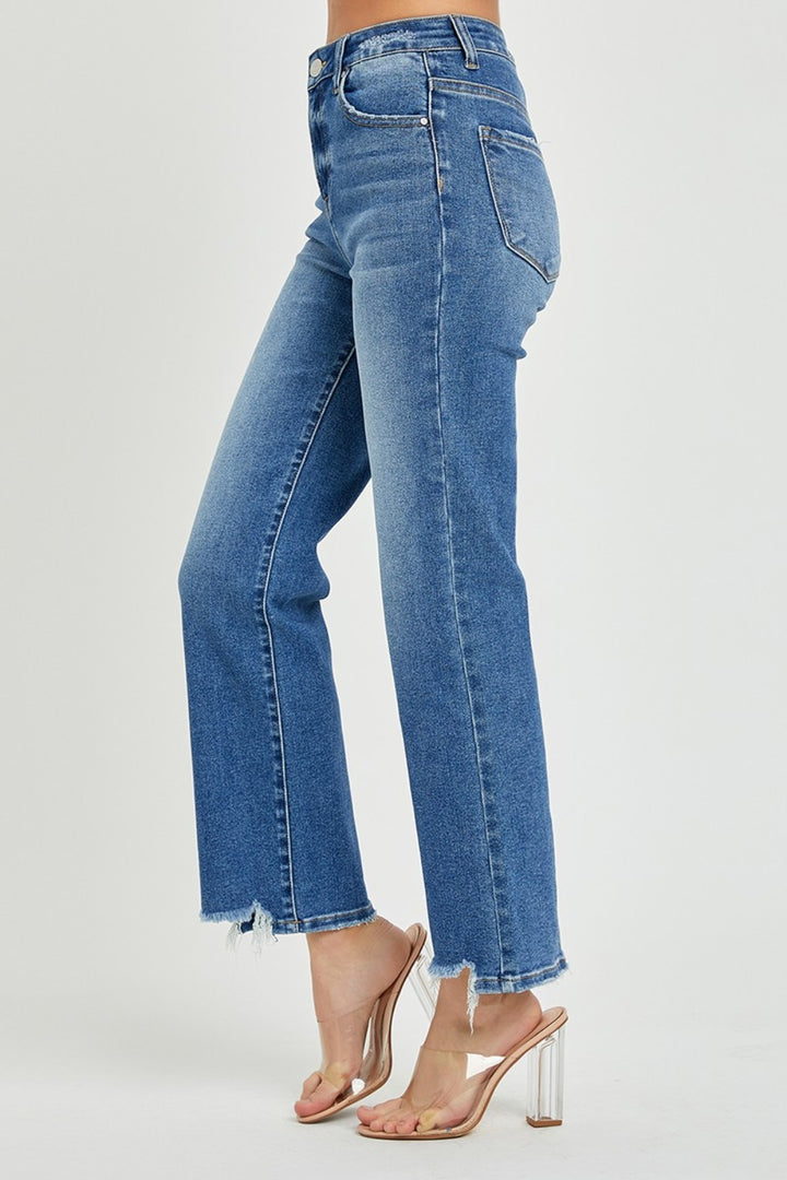 RISEN - High Rise Relaxed Straight Leg Jeans - Dark Wash - Inspired Eye Boutique