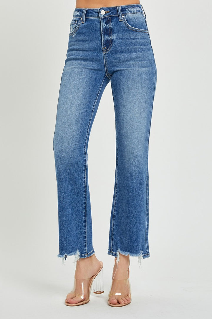 RISEN - High Rise Relaxed Straight Leg Jeans - Dark Wash - Inspired Eye Boutique