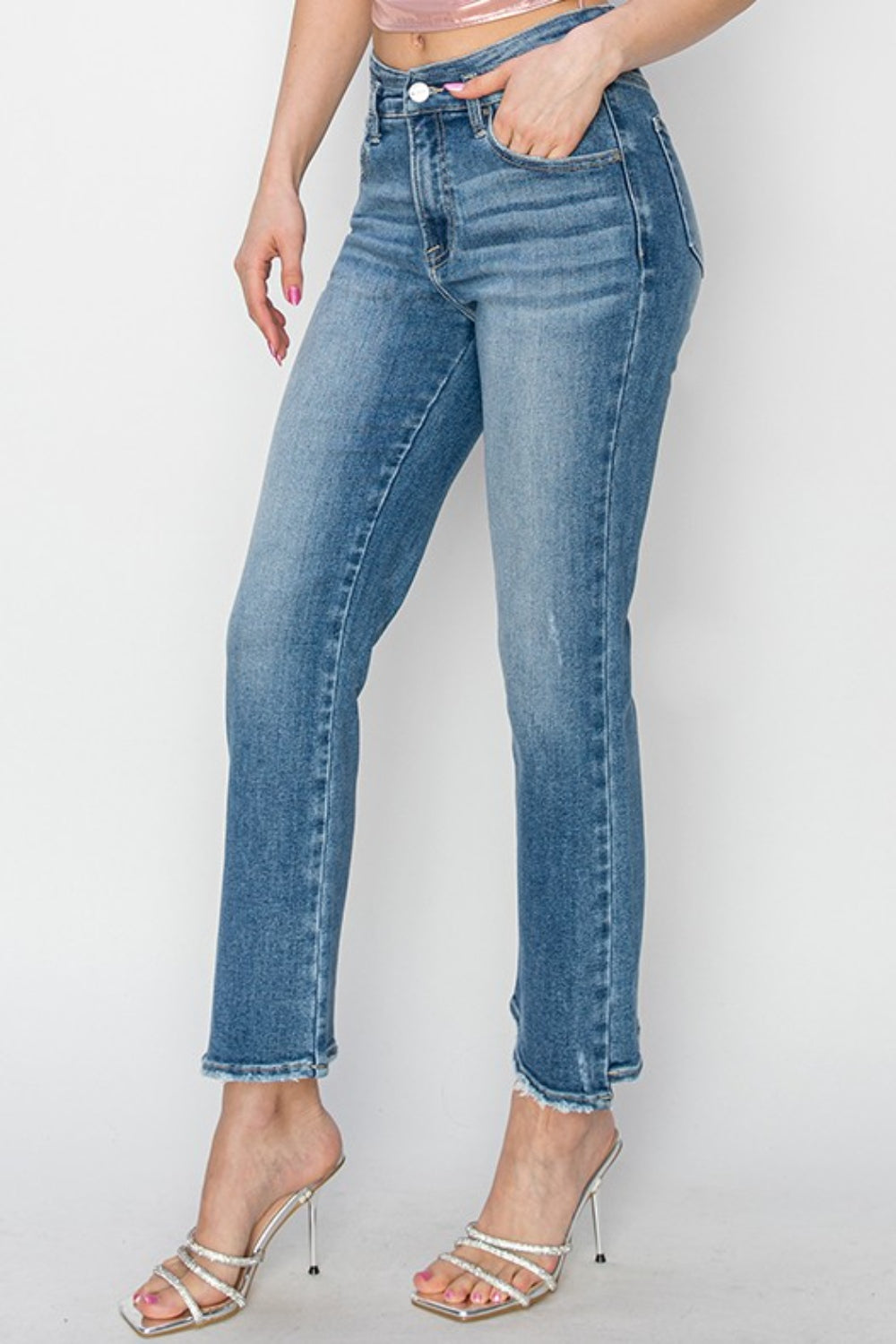 RISEN - High-Rise Slim Straight Leg Jeans