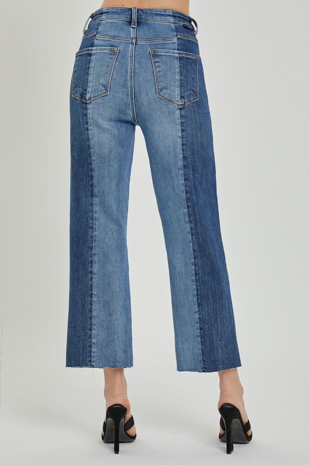 RISEN High Rise Two Tone Straight Leg Jeans - Inspired Eye Boutique