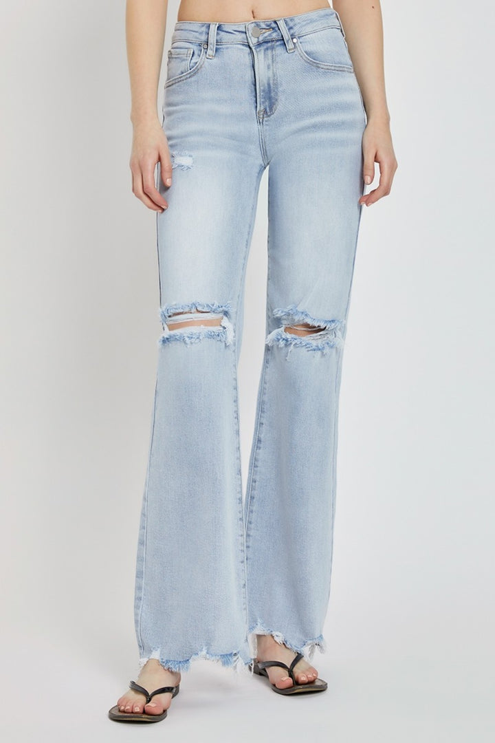 RISEN - High Rise Wide Leg Light Wash Jeans - Inspired Eye Boutique