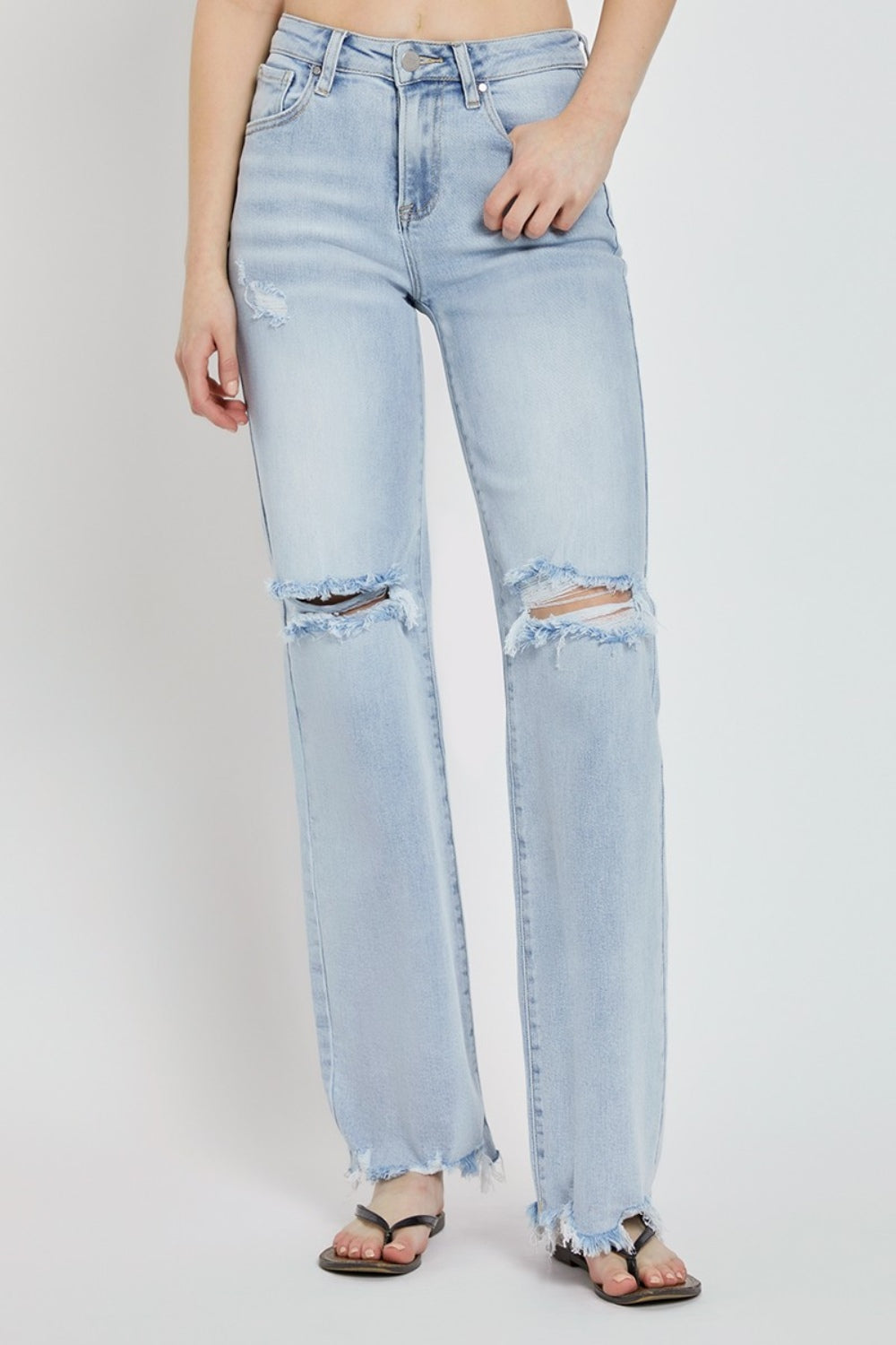 RISEN - High Rise Wide Leg Light Wash Jeans - Inspired Eye Boutique