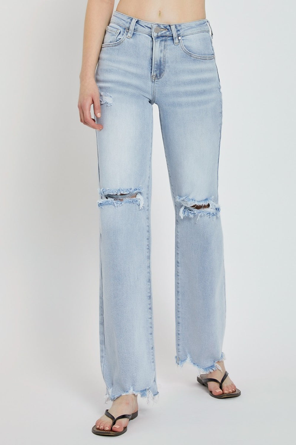 RISEN - High Rise Wide Leg Light Wash Jeans - Inspired Eye Boutique