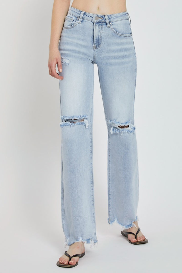 RISEN - High Rise Wide Leg Light Wash Jeans - Inspired Eye Boutique