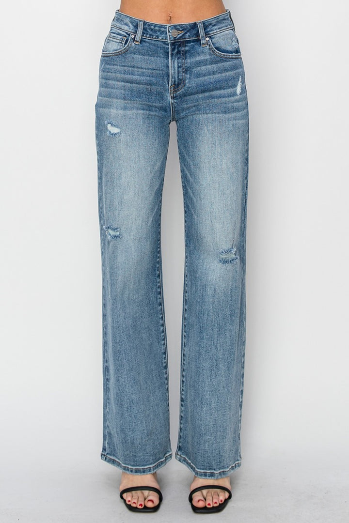 RISEN - High Rise Wide Leg Vintage Wash Jeans - Inspired Eye Boutique