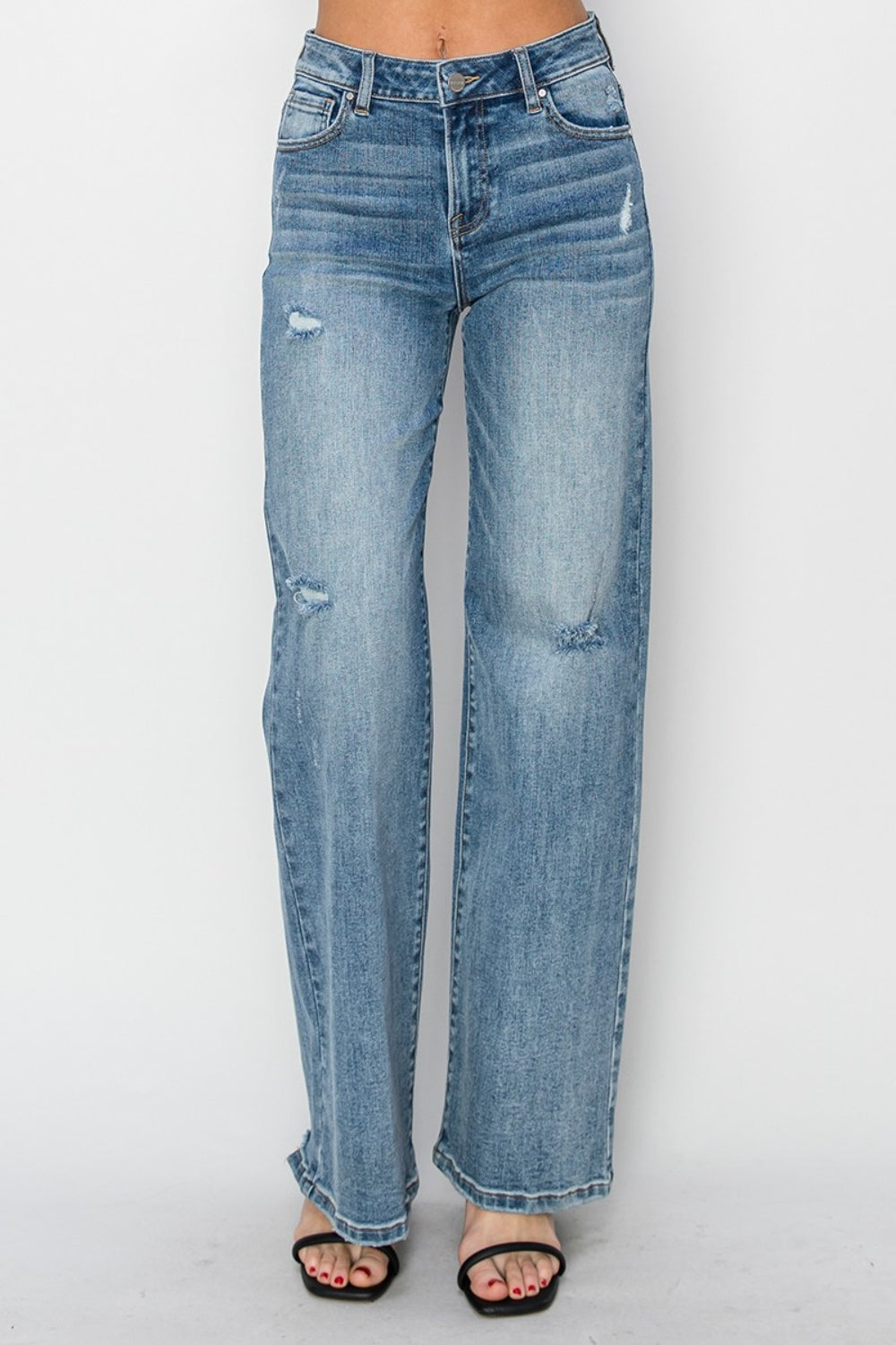 RISEN - High Rise Wide Leg Vintage Wash Jeans - Inspired Eye Boutique