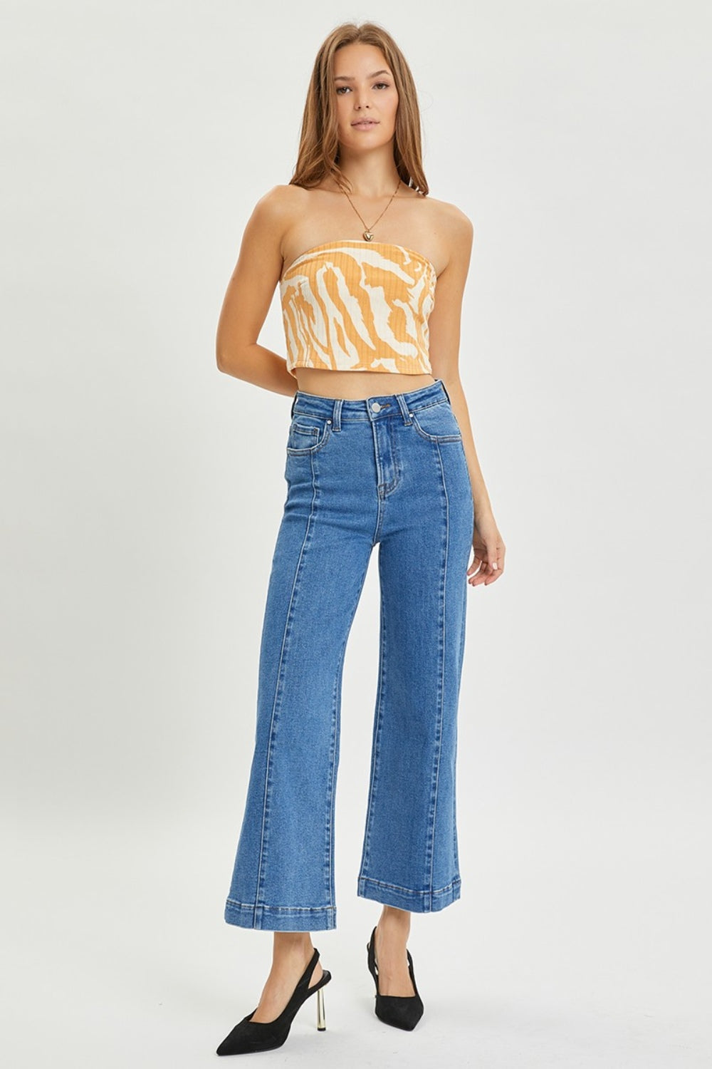 RISEN - High Waist Ankle Length Wide Leg Jeans - Inspired Eye Boutique