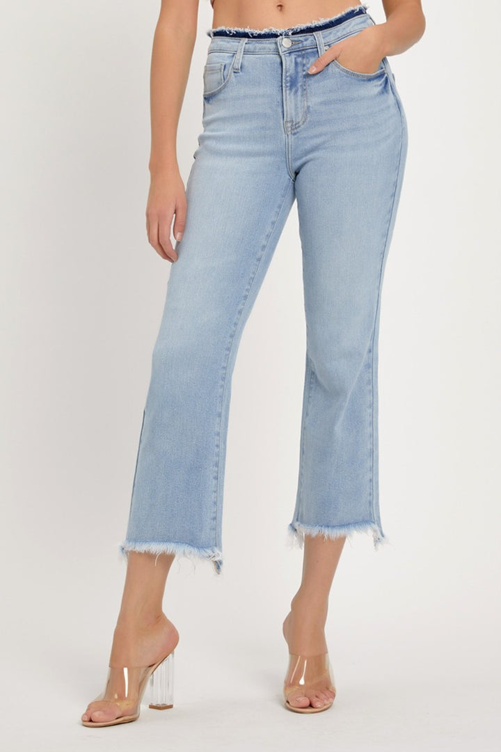 RISEN - High Waist Cropped Flare Jeans - Inspired Eye Boutique