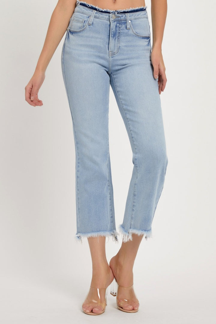 RISEN - High Waist Cropped Flare Jeans - Inspired Eye Boutique