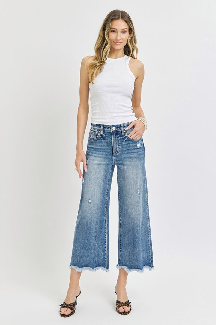 RISEN - High Waist Cropped Wide Leg Jeans - Inspired Eye Boutique