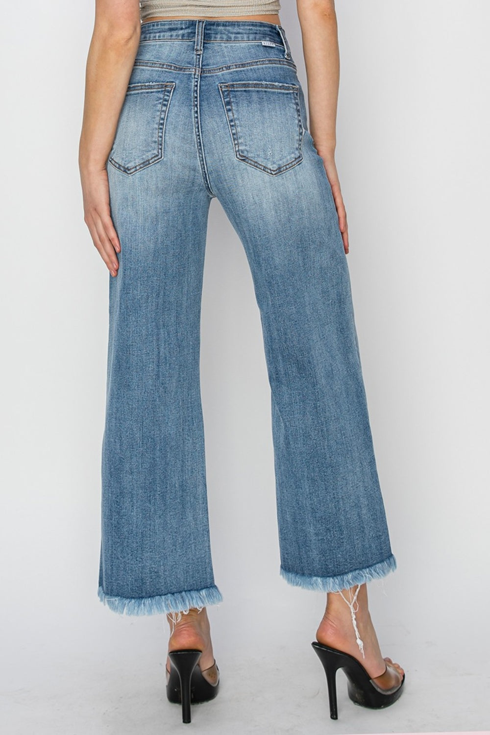 RISEN - High Waist Cropped Wide Leg Jeans - Medium Wash - Inspired Eye Boutique