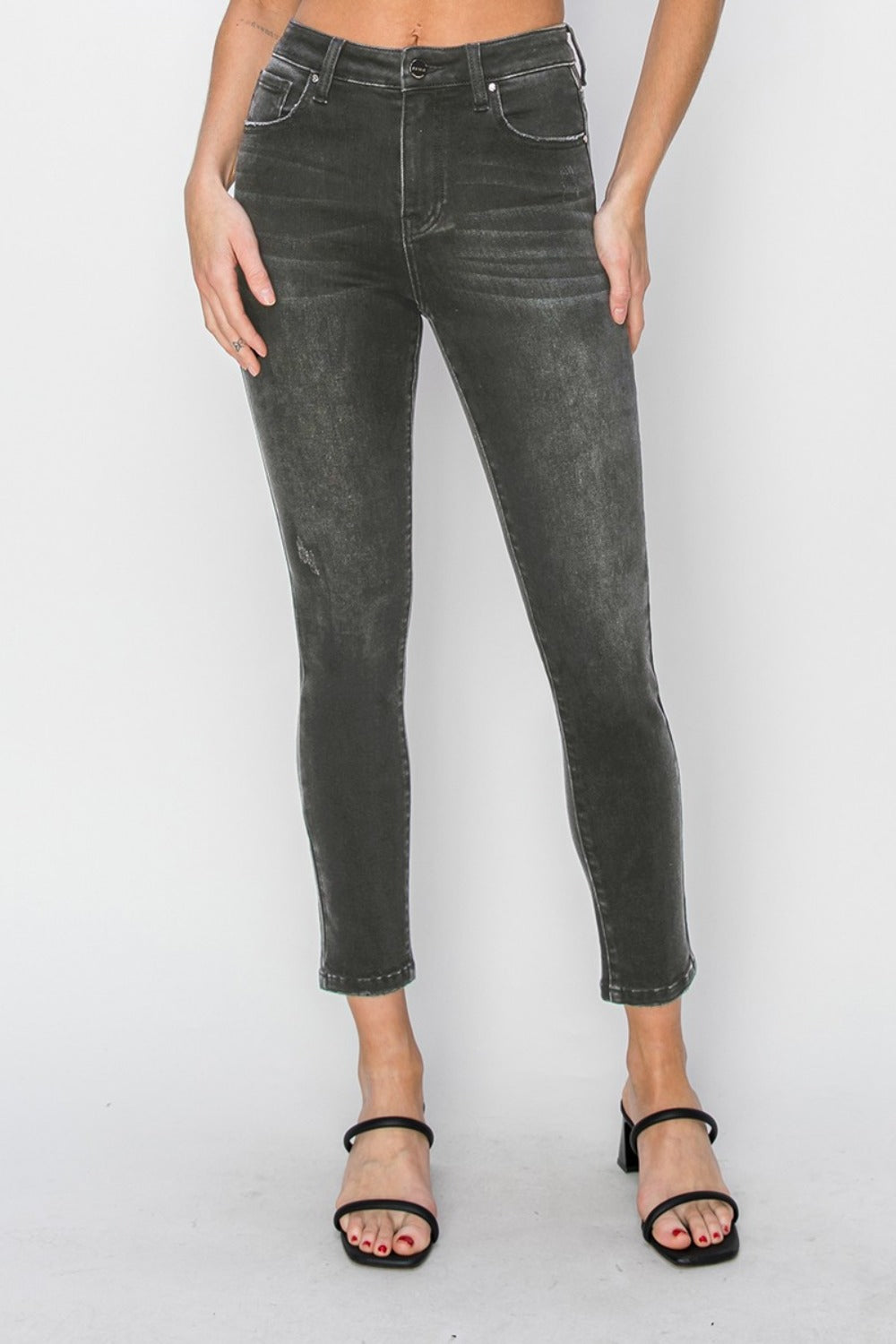 RISEN - High Waist Faded Black Skinny Jeans - Inspired Eye Boutique