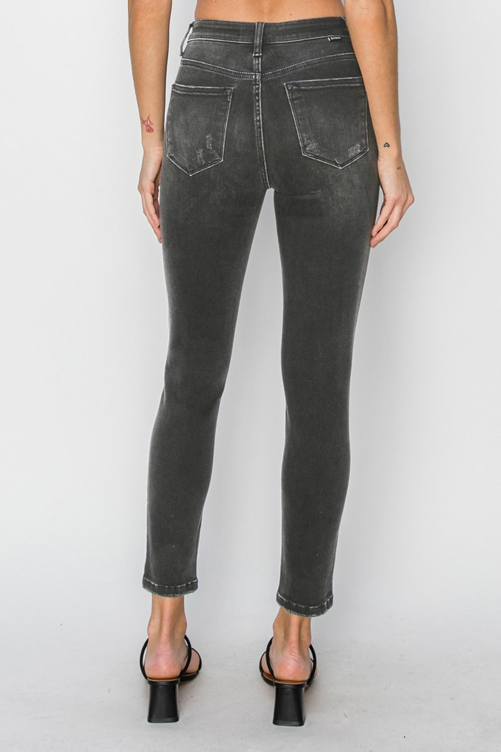 RISEN - High Waist Faded Black Skinny Jeans - Inspired Eye Boutique