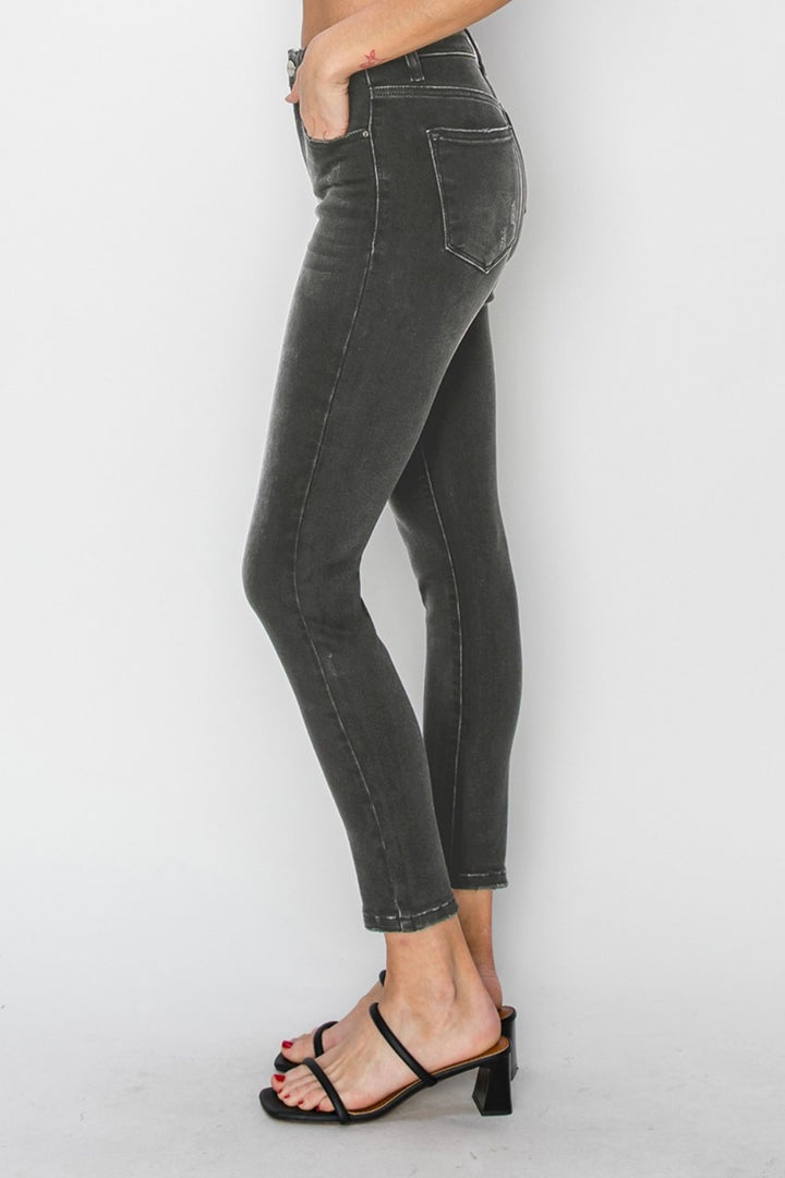 RISEN - High Waist Faded Black Skinny Jeans - Inspired Eye Boutique