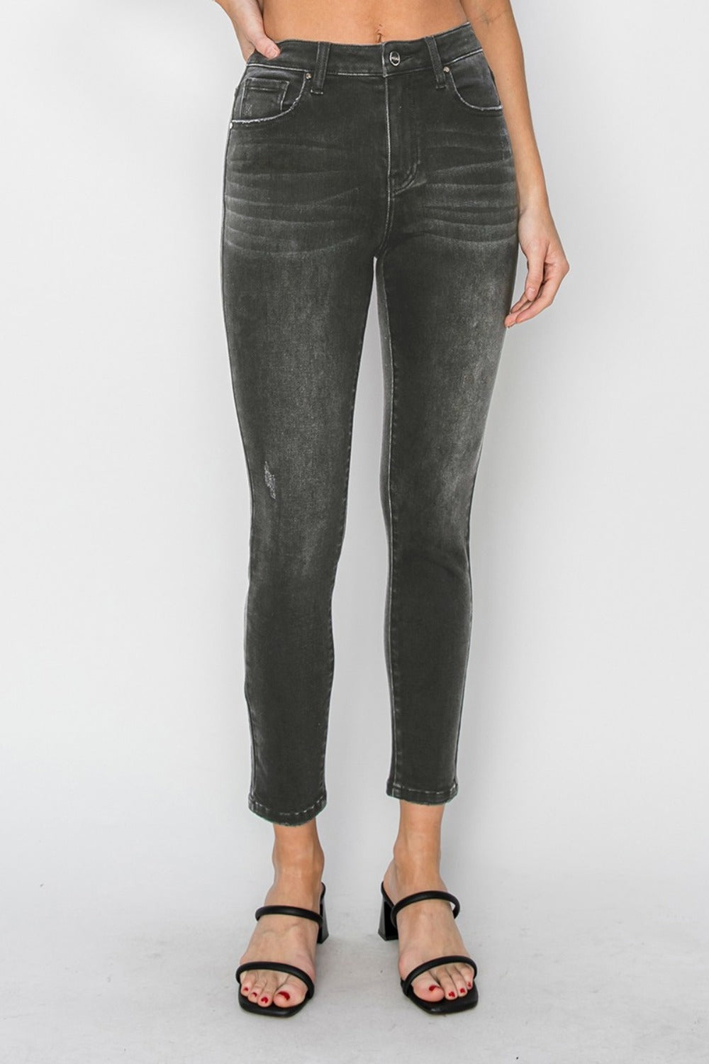 RISEN - High Waist Faded Black Skinny Jeans - Inspired Eye Boutique