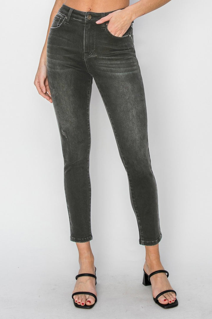 RISEN - High Waist Faded Black Skinny Jeans - Inspired Eye Boutique