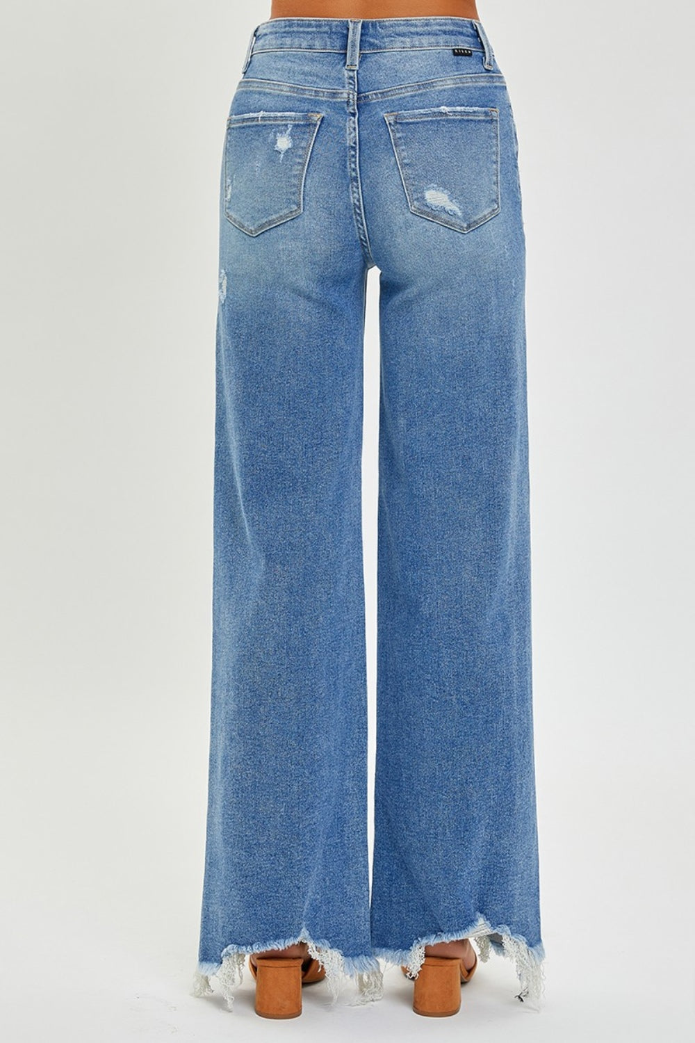 RISEN - High Waist Frayed Hem Wide Leg Jeans - Inspired Eye Boutique