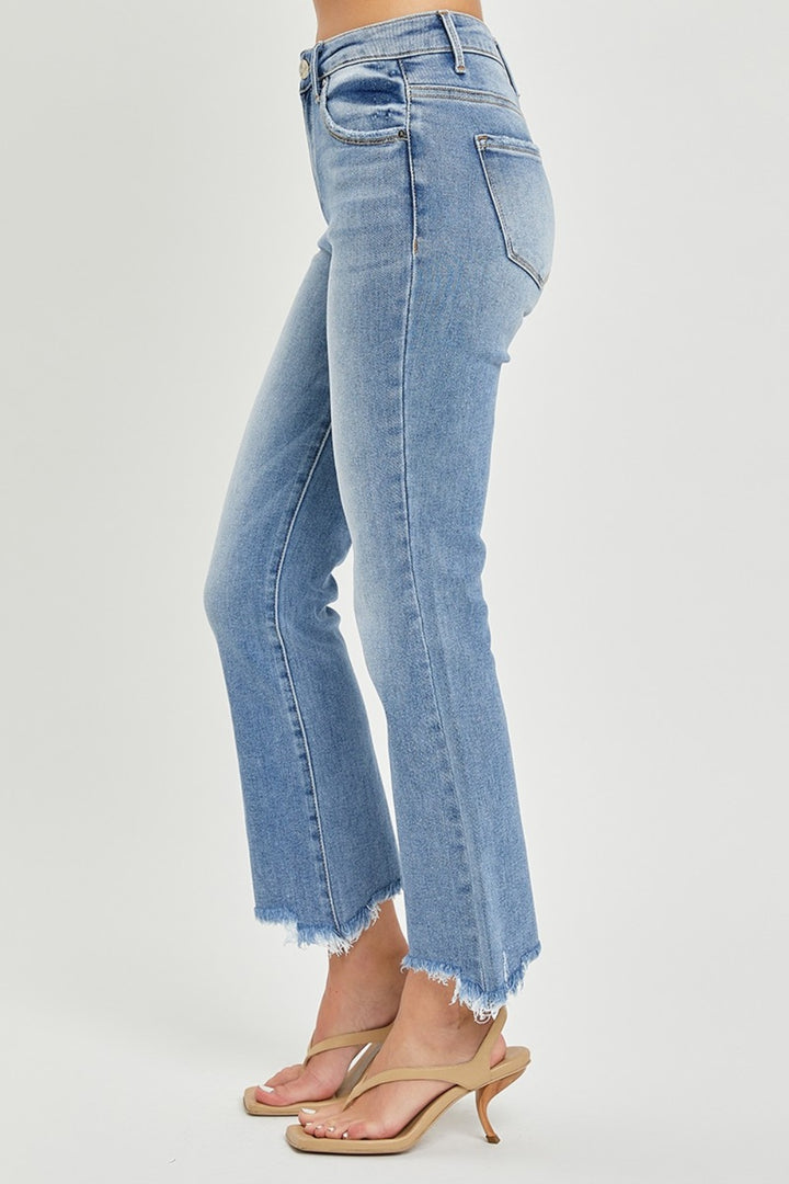 RISEN - High Waist Slim Straight Leg Jeans - Inspired Eye Boutique