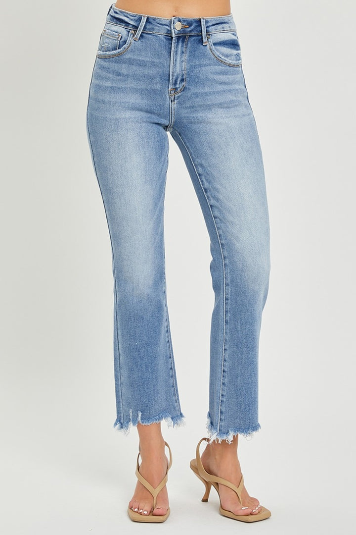 RISEN - High Waist Slim Straight Leg Jeans - Inspired Eye Boutique