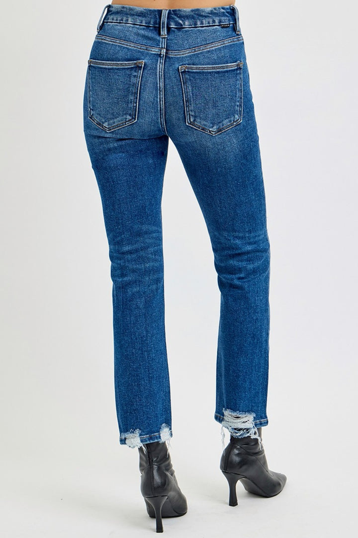 RISEN - High Waist Straight Leg Distressed Jeans - Inspired Eye Boutique