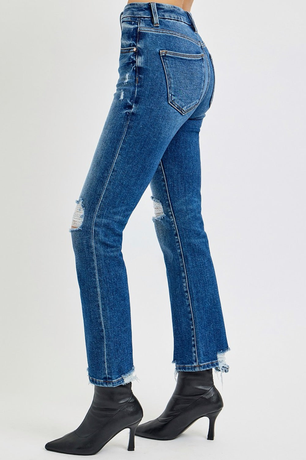 RISEN - High Waist Straight Leg Distressed Jeans - Inspired Eye Boutique