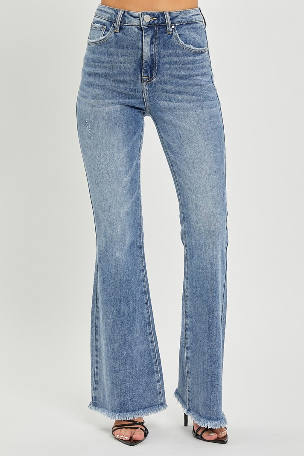 RISEN - High Waist Vintage Wash Flare Jeans - Inspired Eye Boutique