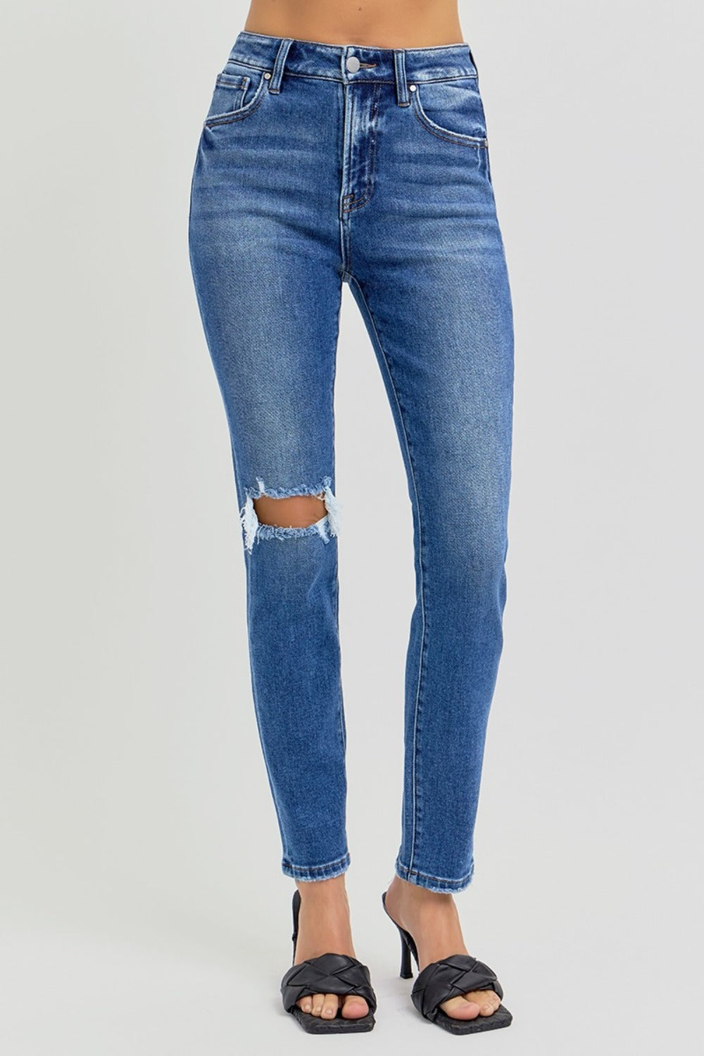 RISEN - High Waisted Destroyed Skinny Jeans