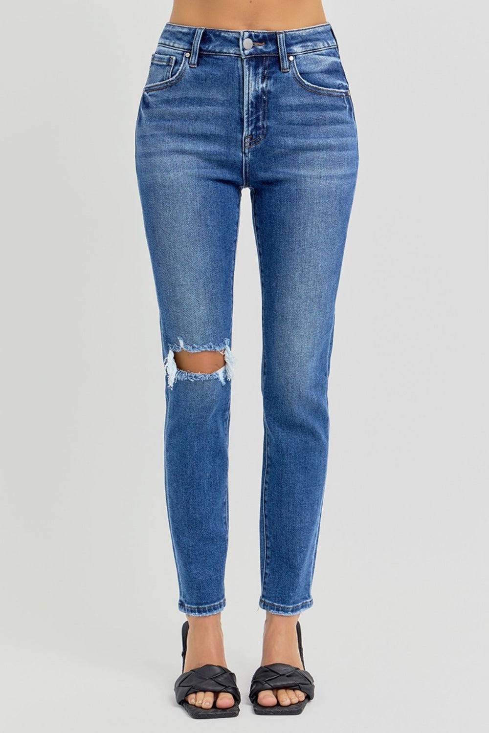 RISEN - High Waisted Destroyed Skinny Jeans