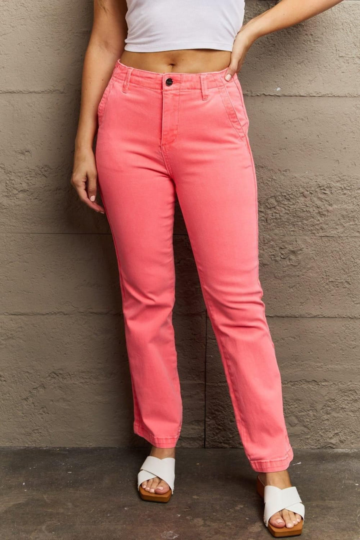 RISEN - Kenya Side Twill Straight Jeans - Coral - Inspired Eye Boutique
