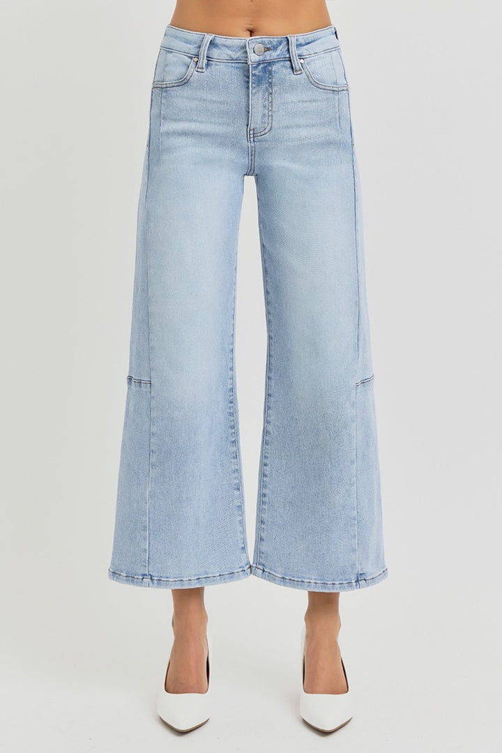 RISEN - Light Wash Wide Leg Cropped Jeans - Inspired Eye Boutique