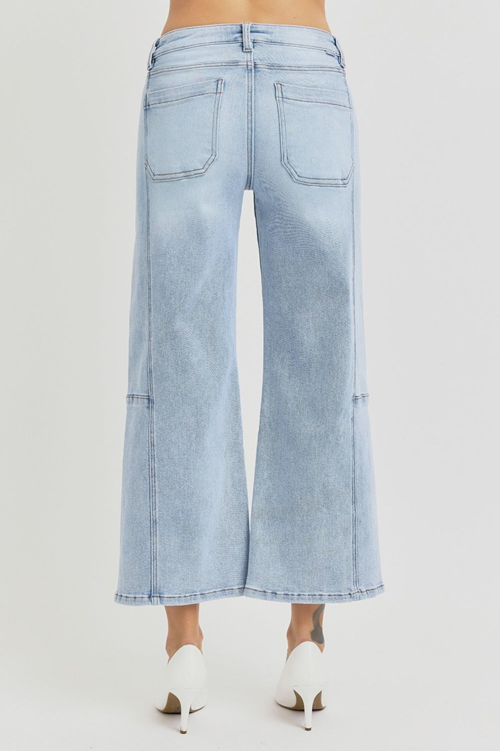 RISEN - Light Wash Wide Leg Cropped Jeans - Inspired Eye Boutique