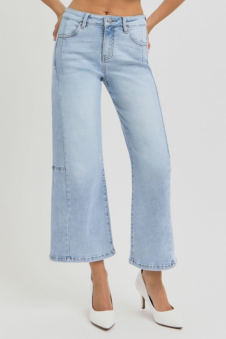 RISEN - Light Wash Wide Leg Cropped Jeans - Inspired Eye Boutique