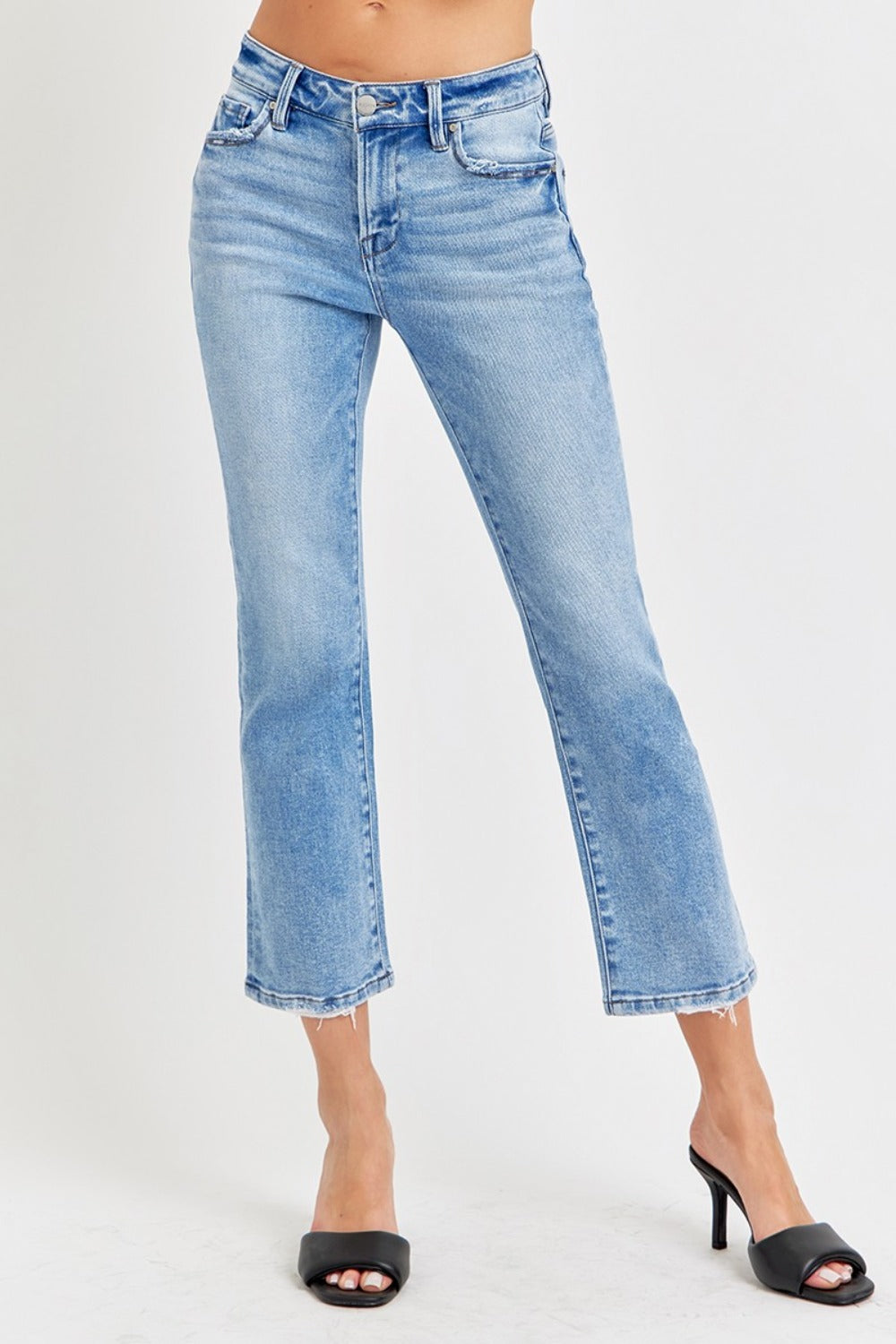 RISEN - Low Rise Cropped Slim Straight Leg Jeans - Inspired Eye Boutique