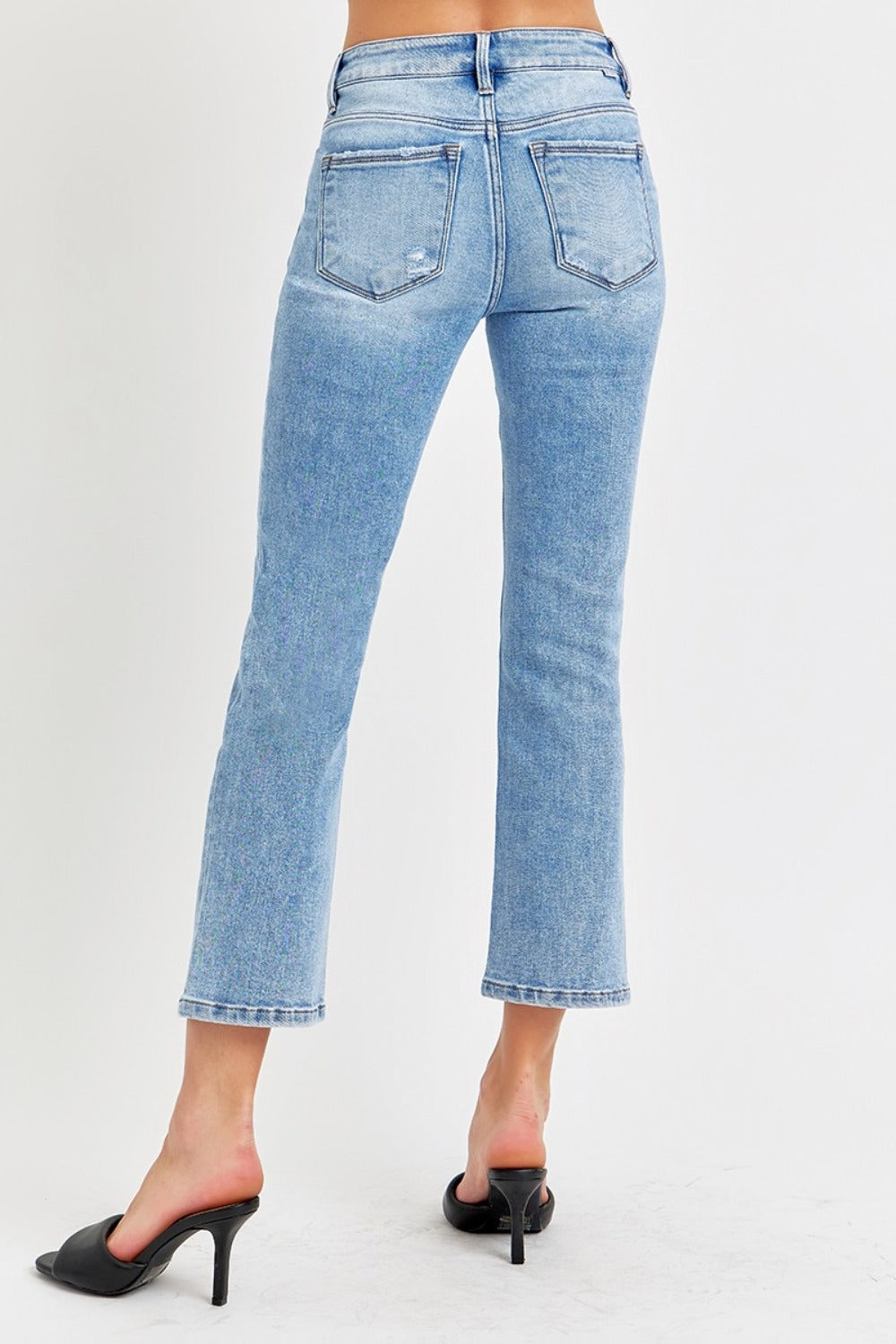 RISEN - Low Rise Cropped Slim Straight Leg Jeans - Inspired Eye Boutique