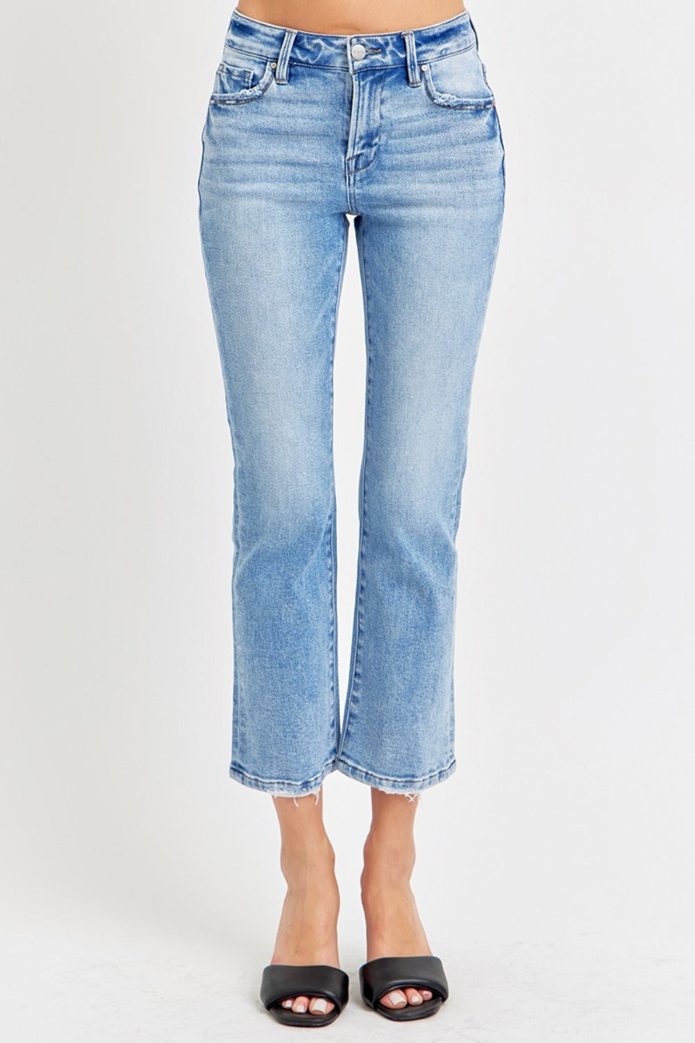 RISEN - Low Rise Cropped Slim Straight Leg Jeans - Inspired Eye Boutique