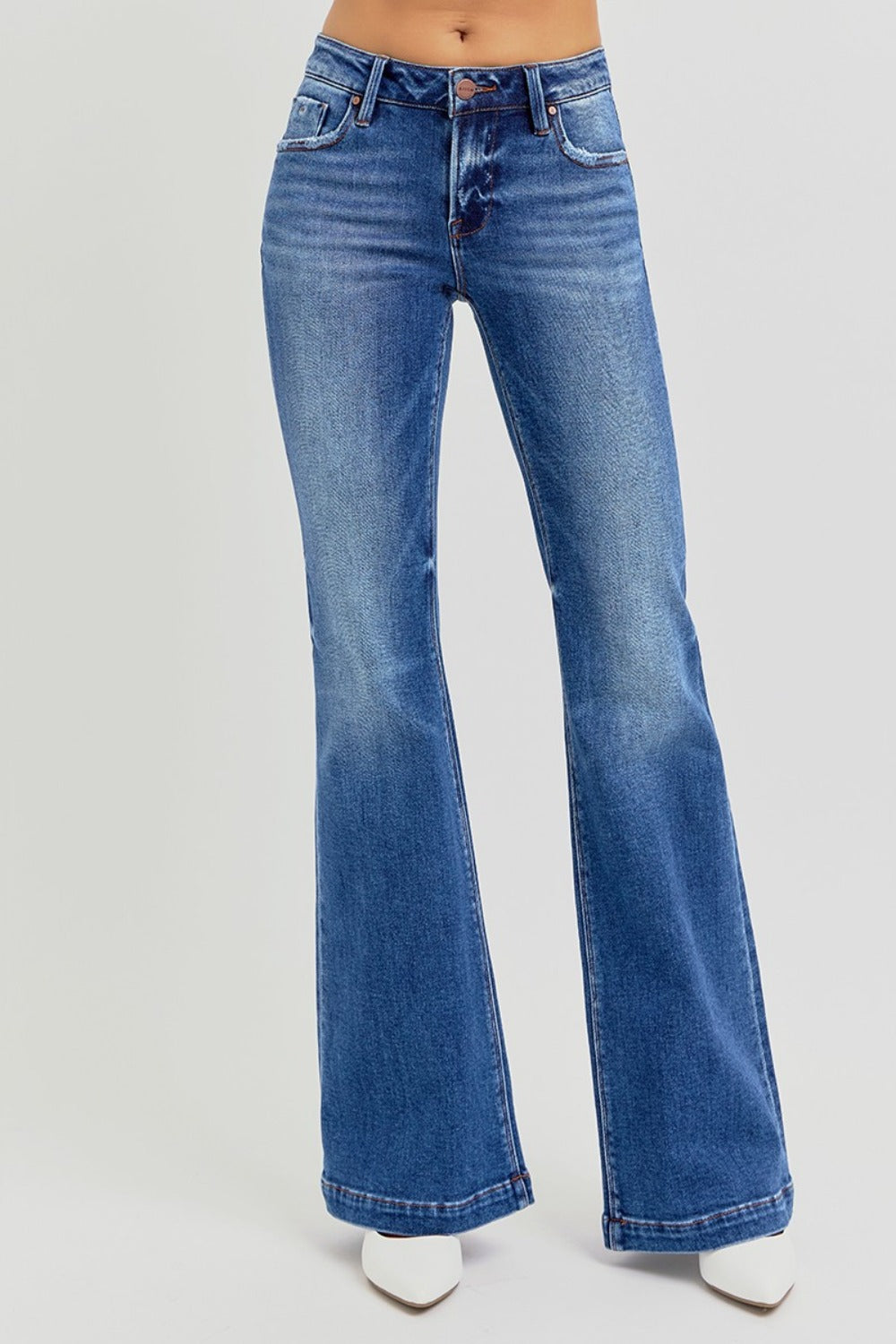 RISEN - Low Rise Dark Wash Flare Jeans - Inspired Eye Boutique