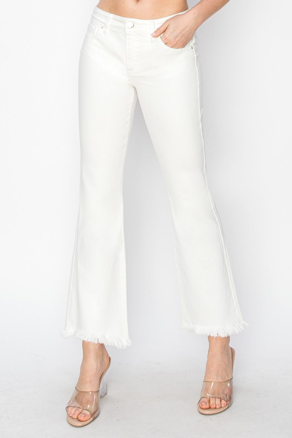 RISEN - Low Rise Flare Jeans - White - Inspired Eye Boutique