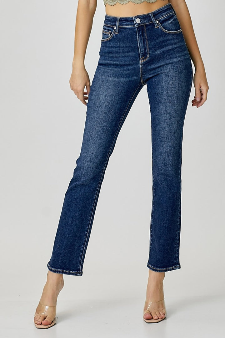 RISEN - Mid-Rise Ankle Straight Slim Jeans - Inspired Eye Boutique