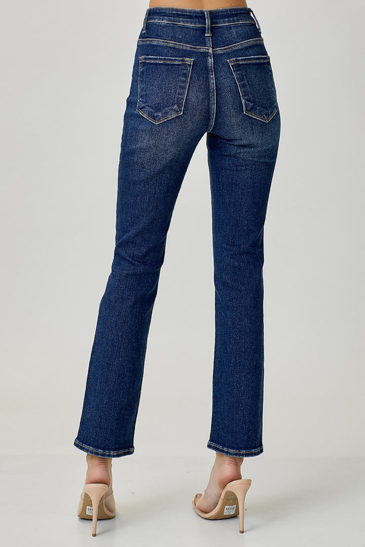 RISEN - Mid-Rise Ankle Straight Slim Jeans - Inspired Eye Boutique