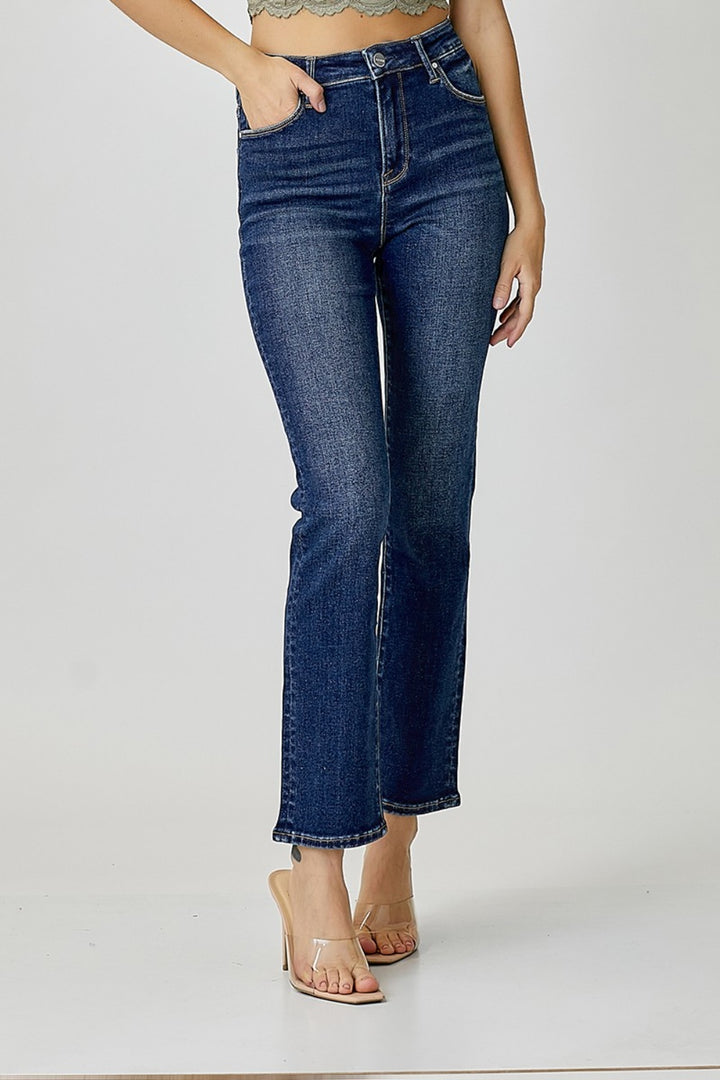 RISEN - Mid-Rise Ankle Straight Slim Jeans - Inspired Eye Boutique